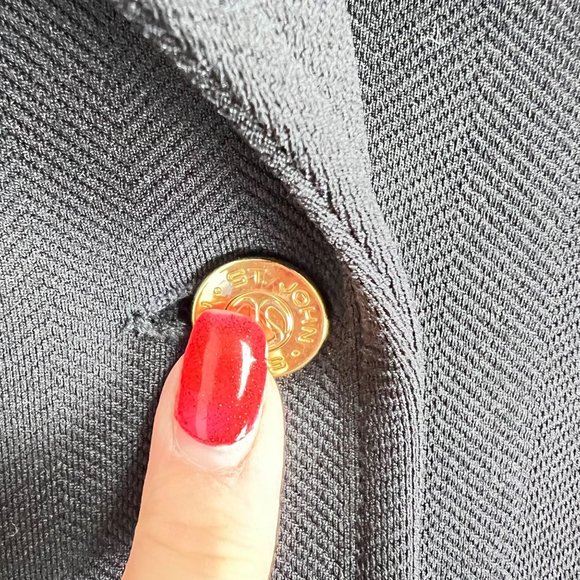 Vintage St. John Women's Size M Blazer Suit Jacket Long Line Sleeve Collared Sol - Picture 3 of 8